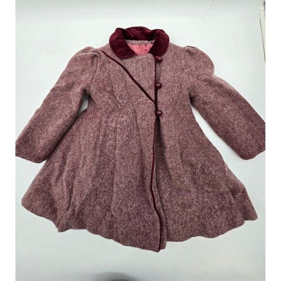 Vintage Rothchild Girls Wool Coat W Velvet Collar & Button Details made in USA - Picture 4 of 12